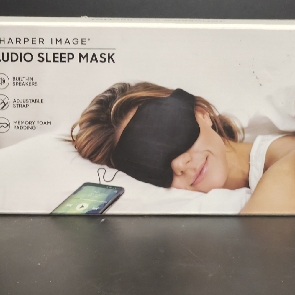 Sharper Image Black Audio Sleep Mask with Speakers And Aux Cord